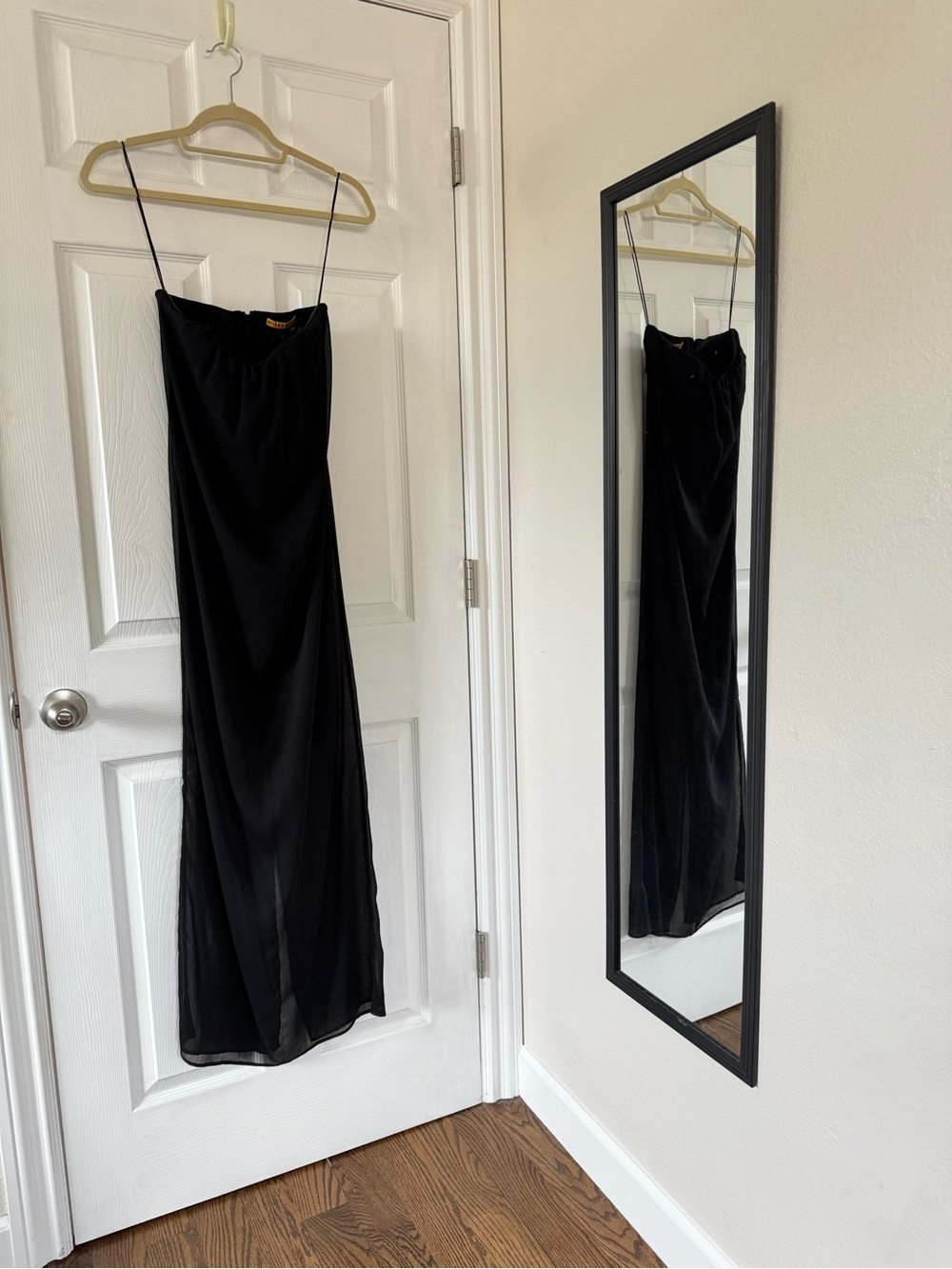 Alice+Olivia Strapless Black Slip Maxi Dress